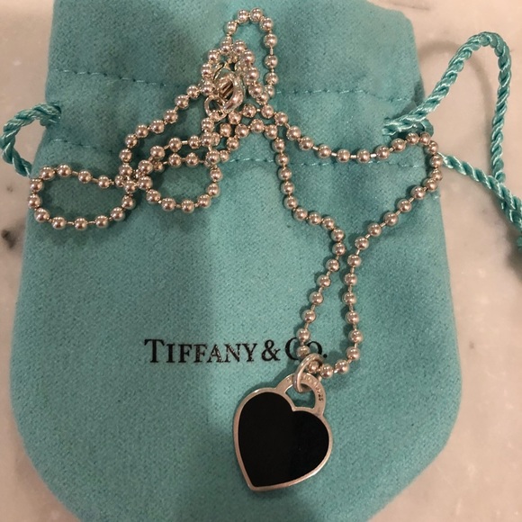 Jewelry | Tiffany Black Enamel Heart 
